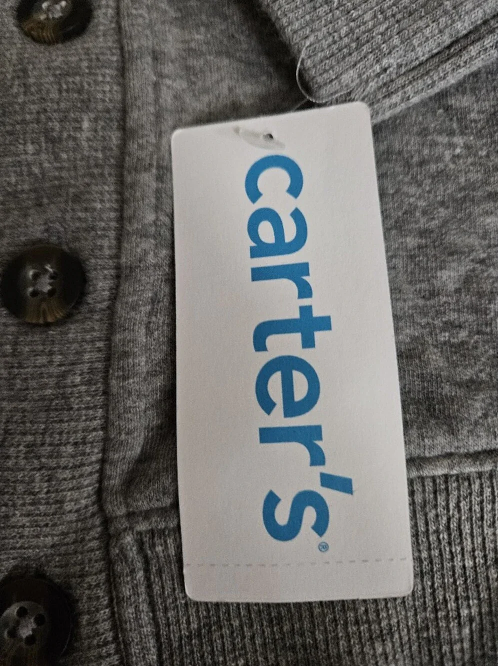 Carter's NWT Gray Shawl-Collar Cardigan with Red Truck Detail, 9 Months